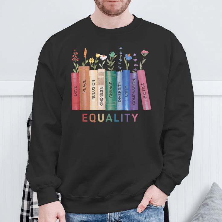 Equality Flower Books Equal Rights Social Justice Feminist Sweatshirt Gifts for Old Men Equality Flower Books Equal Rights Social Justice Feminist Sweatshirt Gifts for Old Men
