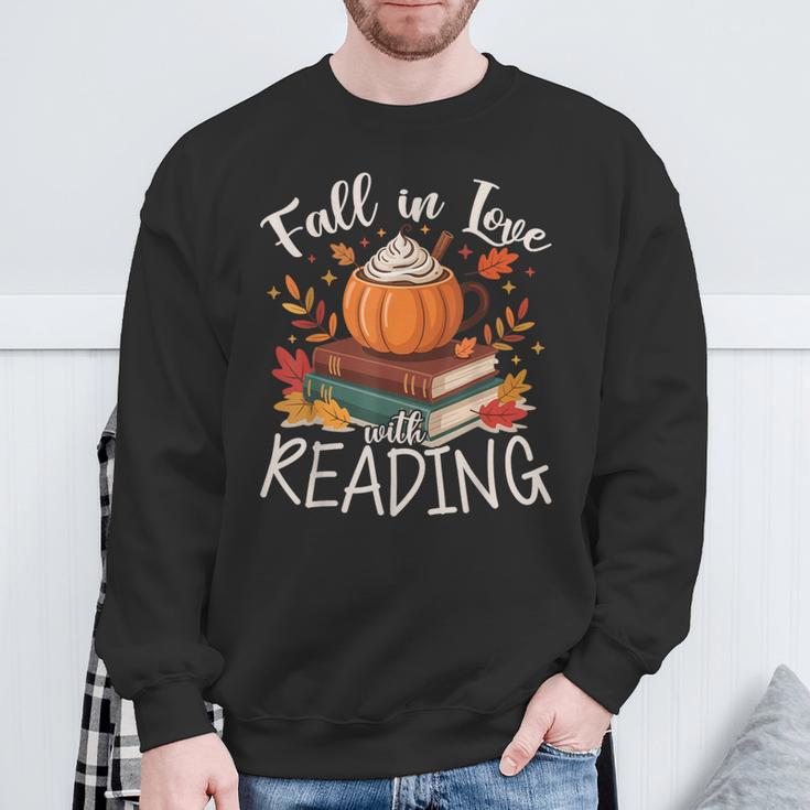 Fall In Love With Reading Autumn Librarian Cute Book Lover Sweatshirt Gifts for Old Men
