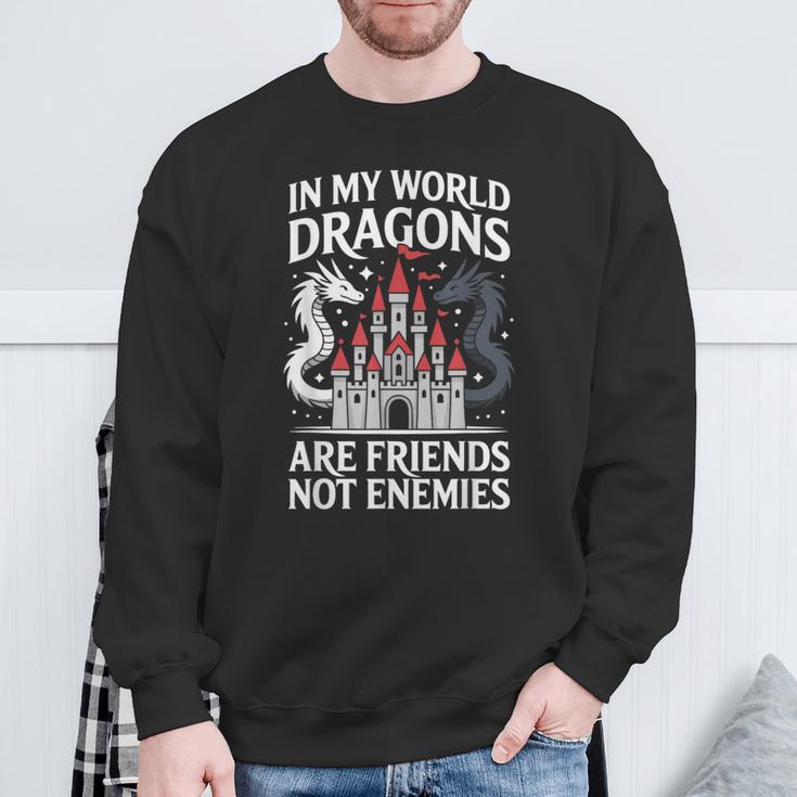 Fantasy Book Bookish My World Dragons Friends Not Enemies Sweatshirt Gifts for Old Men Fantasy Book Bookish My World Dragons Friends Not Enemies Sweatshirt Gifts for Old Men