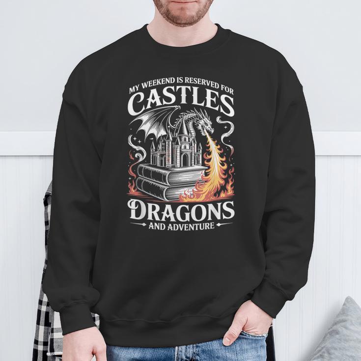 Fantasy Books Lover Bookish Fun Tee Book Club Dragon Reader Sweatshirt Gifts for Old Men