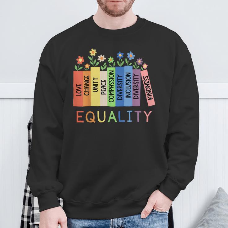 Floral Book Equality Human Rights Social Justice Peace Love Sweatshirt Gifts for Old Men Floral Book Equality Human Rights Social Justice Peace Love Sweatshirt Gifts for Old Men