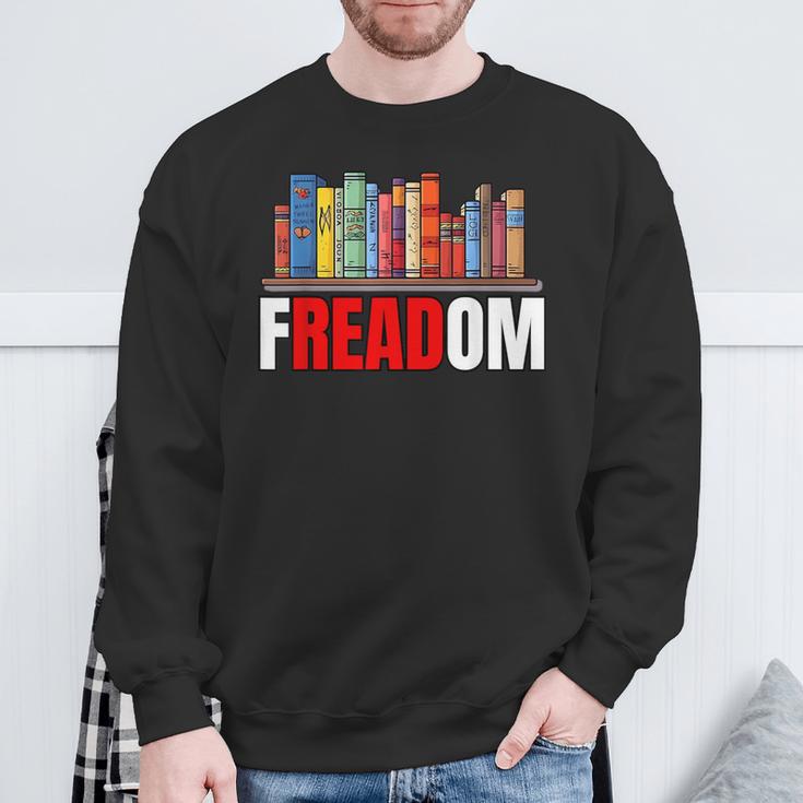 Frea-Dom Anti Ban Books I Read Banned Books Freedom Book Sweatshirt Gifts for Old Men