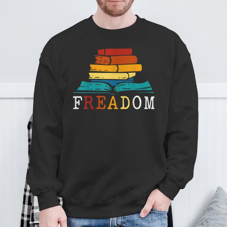 Freadom Read Banned Books Reader Bookworm Sweatshirt Gifts for Old Men