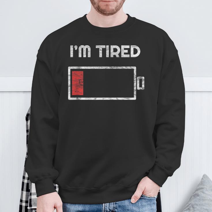 I'm Tired Low Battery 空の電話シンボル スウェットシャツ 高齢者への贈り物