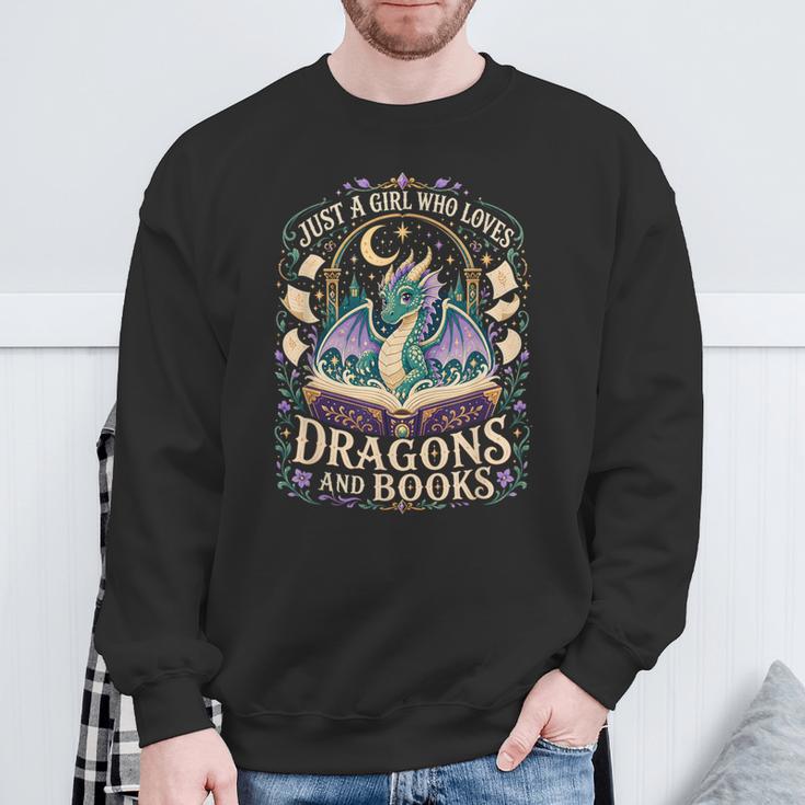 Girl Who Loves Dragons And Books Fantasy Book Reader Sweatshirt Gifts for Old Men Girl Who Loves Dragons And Books Fantasy Book Reader Sweatshirt Gifts for Old Men