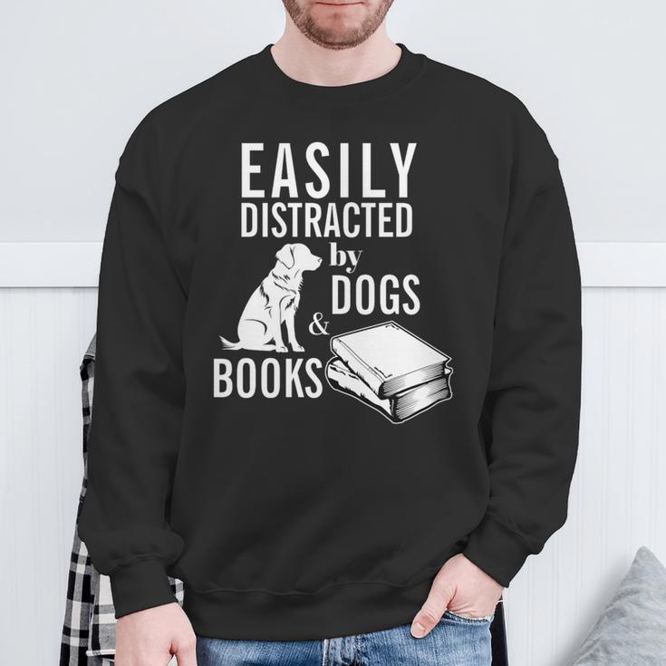 Golden Retriever Easily Distracted By Books And Dogs Premium Tri-Blend Sweatshirt Gifts for Old Men