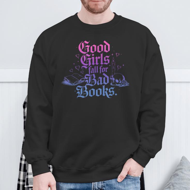 Good Girls Fall For Bad Books Smut Bookish Quote Sweatshirt Gifts for Old Men
