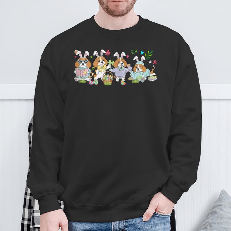 Group Bunny Beagles Easter Reading Book Hunting Eggs Owner Sweatshirt Gifts for Old Men Group Bunny Beagles Easter Reading Book Hunting Eggs Owner Sweatshirt Gifts for Old Men