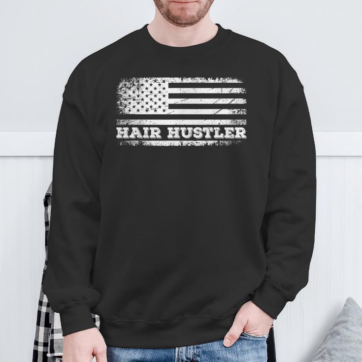 Hair Hustler アメリカ国旗 ヘアスタイリスト バーバー Usa メンズ レディース スウェットシャツ 高齢者への贈り物
