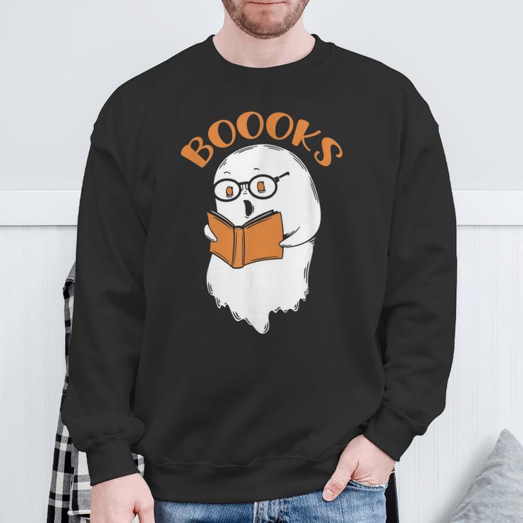 Halloween Boooks Ghost For Book Lover Sweatshirt Gifts for Old Men