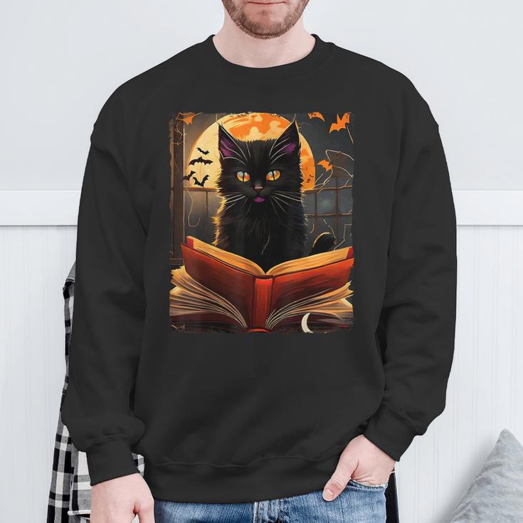 Halloween Cat Reading Books Spooky Cat Reader Teachers For Men Women Kids Sweatshirt Gifts for Old Men Halloween Cat Reading Books Spooky Cat Reader Teachers For Men Women Kids Sweatshirt Gifts for Old Men