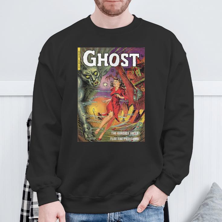 Halloween Horror Vintage Ghost Comic Book Retro Cartoon Sweatshirt Gifts for Old Men