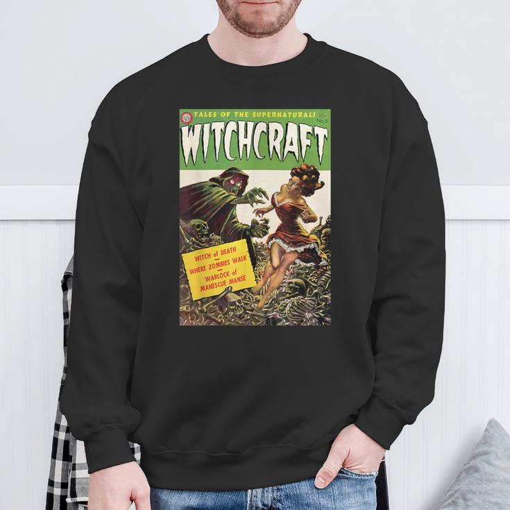 Halloween Horror Vintage Witch Zombie Comic Book Retro Scary Sweatshirt Gifts for Old Men