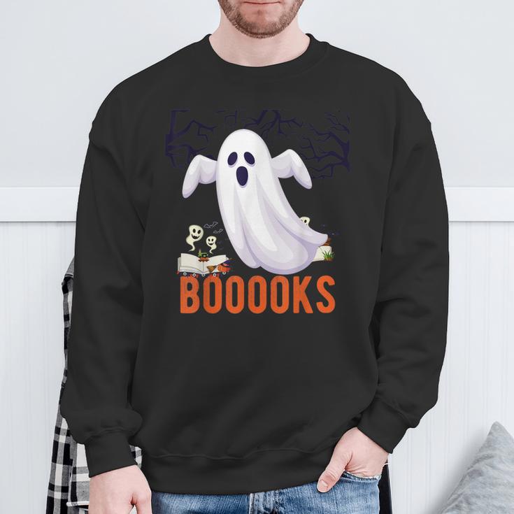 Halloween Teacher Librarian Books Reading Ghost Pun BOOOOKS Men Women Kids Sweatshirt Gifts for Old Men
