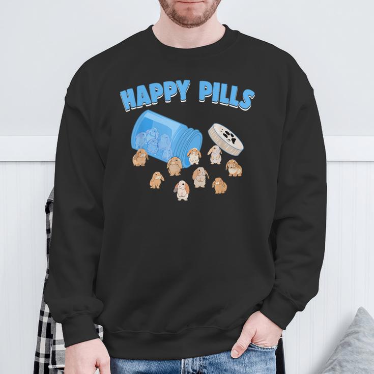 Happy Pills うさぎ 面白い ホーランドロップ バニー 恋人 ユーモア スウェットシャツ 高齢者への贈り物