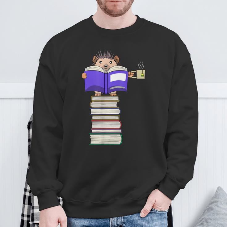 Hedgehog Reading Books And Drinking Tea Sweatshirt Gifts for Old Men Hedgehog Reading Books And Drinking Tea Sweatshirt Gifts for Old Men