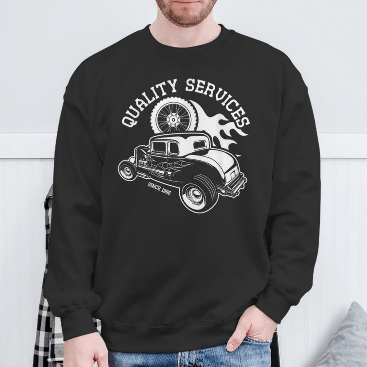 Hot Rodervice クラシック オールドアメリカンカー 自動車ガレージ スウェットシャツ 高齢者への贈り物