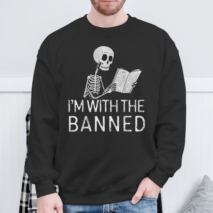 I'm With The Banned Tshirt Read Banned Books Lover BookWorm Sweatshirt Gifts for Old Men