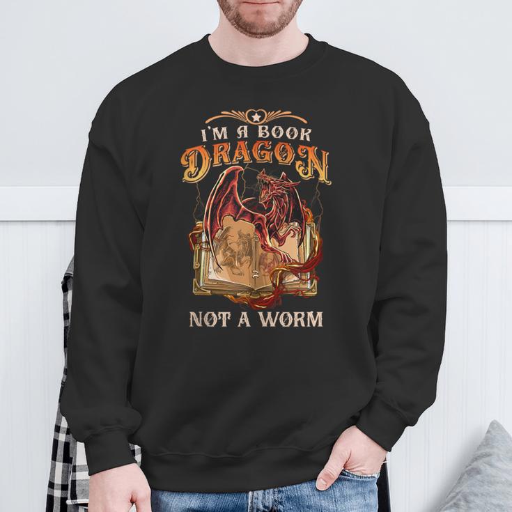 I'm a Book Dragon Not a Worm Dragon Reading a Books Sweatshirt Gifts for Old Men