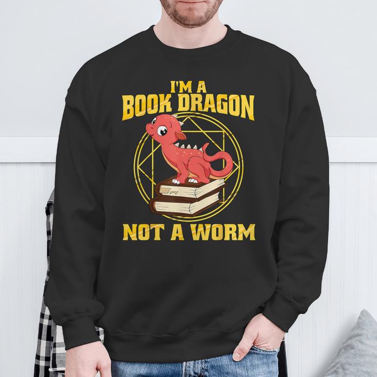 I'm A Book Dragon Not A WormShirt Bookworm Reading Sweatshirt Gifts for Old Men