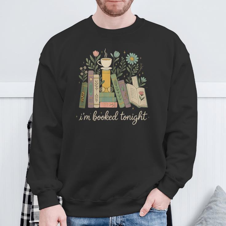 I'm Booked Tonight Floral Books Cozy Reading Graphic Sweatshirt Gifts for Old Men