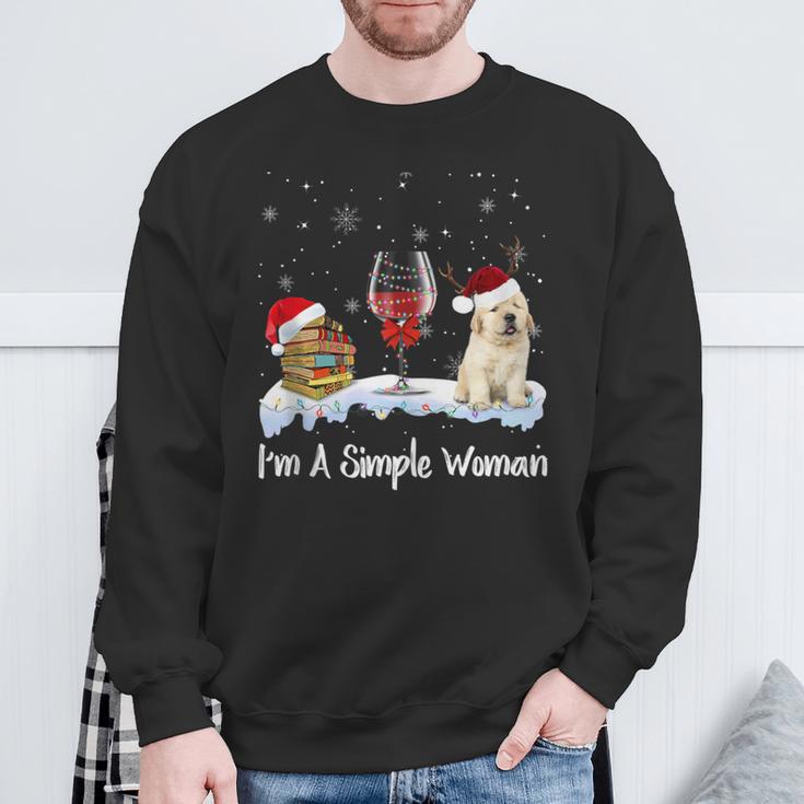 I'm Simple Woman Books Wine Golden Retriever Dog Lover Xmas Sweatshirt Gifts for Old Men I'm Simple Woman Books Wine Golden Retriever Dog Lover Xmas Sweatshirt Gifts for Old Men