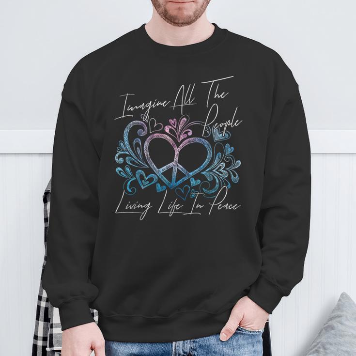 Imagine Hippie People Living Life In Peace And Love スウェットシャツ 高齢者への贈り物