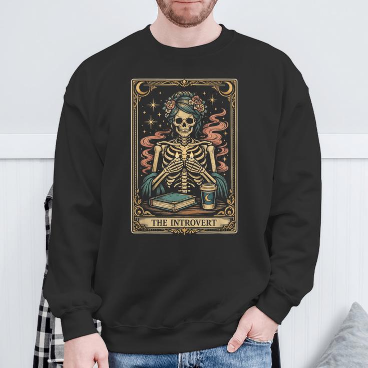 The Introvert Skeleton Tarot Card Coffee Book Lover Sweatshirt Gifts for Old Men
