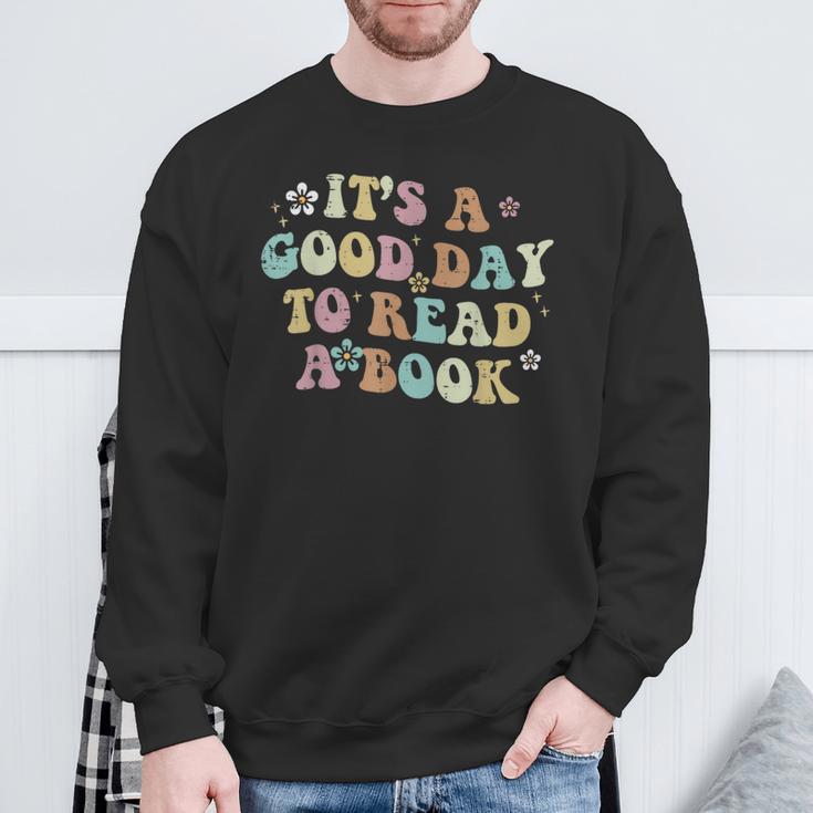It's A Good Day To Read A Book Reading Librarian Teacher Kid Sweatshirt Gifts for Old Men