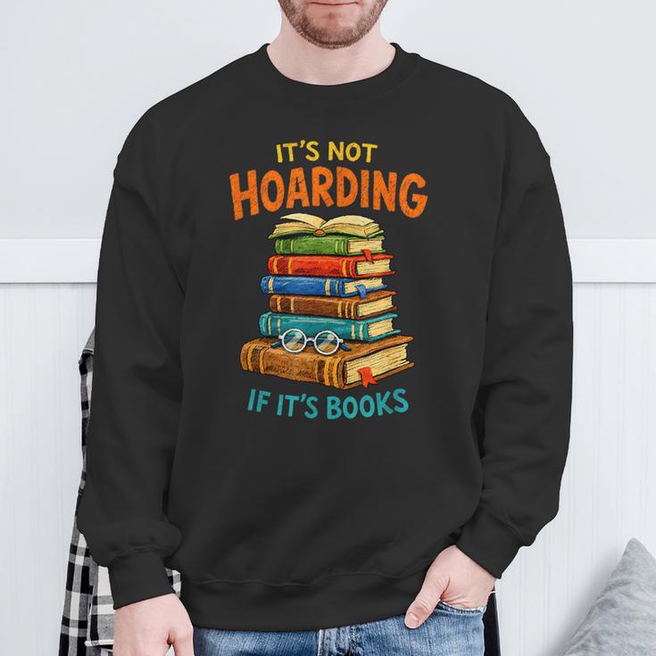 It’s Not Hoarding If It’s Books Classic Distressed Bookworm Sweatshirt Gifts for Old Men