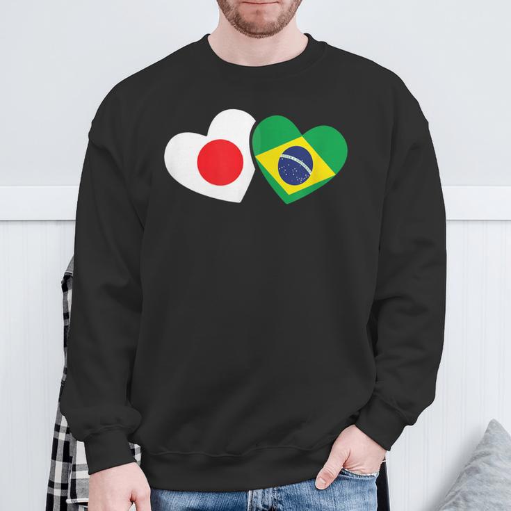 Japanese Flag Brazilian Flag Heart 日系ブラジルブラジル国旗日本国旗 スウェットシャツ 高齢者への贈り物