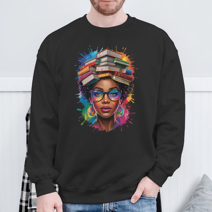 Juneteenth Educated Melanin Queen Afro Women Book Lover Sweatshirt Gifts for Old Men