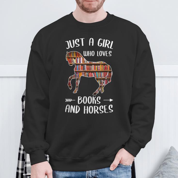 Just A Girl Who Loves Books And Horses Reading Sweatshirt Gifts for Old Men