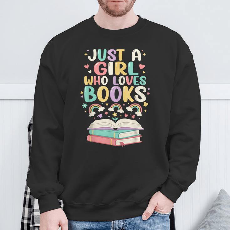 Just A Girl Who Loves Books Reading Bookworm & Read Book Sweatshirt Gifts for Old Men