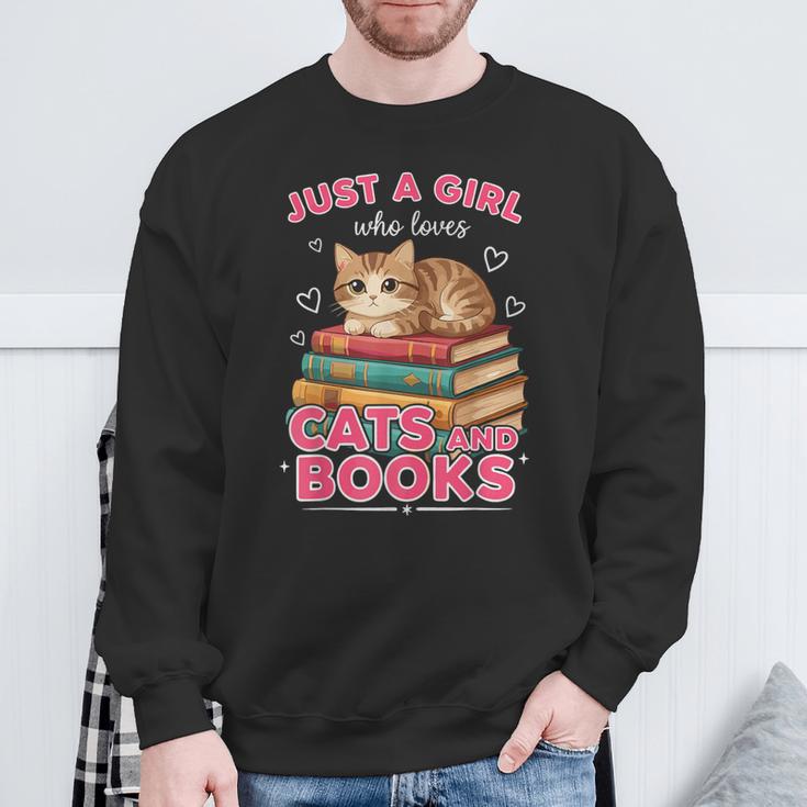 Just A Girl Who Loves Cats & Books Shirt Women Bookworm Sweatshirt Gifts for Old Men Just A Girl Who Loves Cats & Books Shirt Women Bookworm Sweatshirt Gifts for Old Men