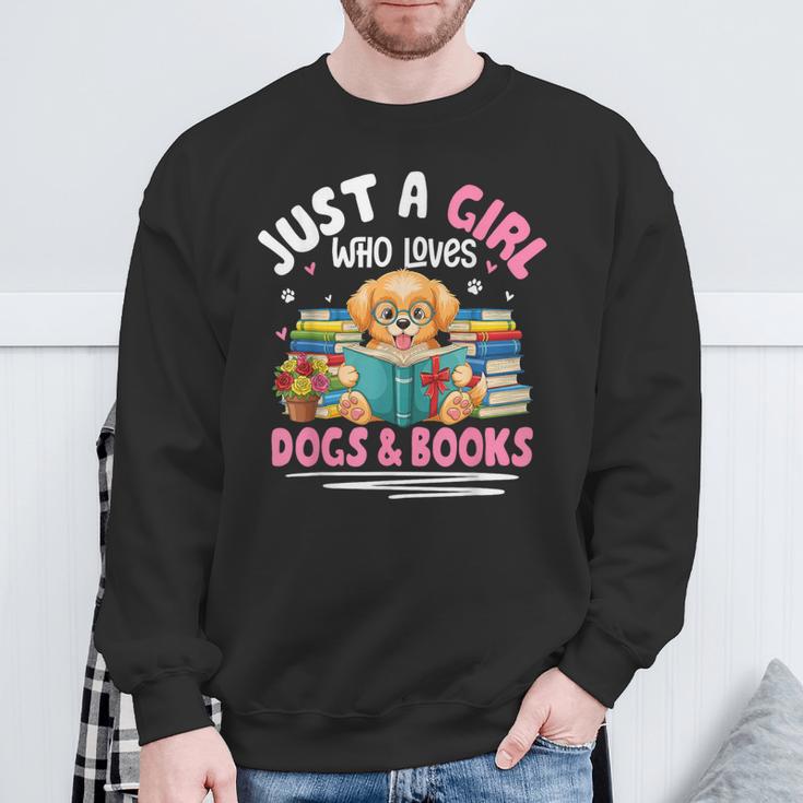 Just a Girl Who Loves Dogs & Books Dog Reading Sweatshirt Gifts for Old Men Just a Girl Who Loves Dogs & Books Dog Reading Sweatshirt Gifts for Old Men