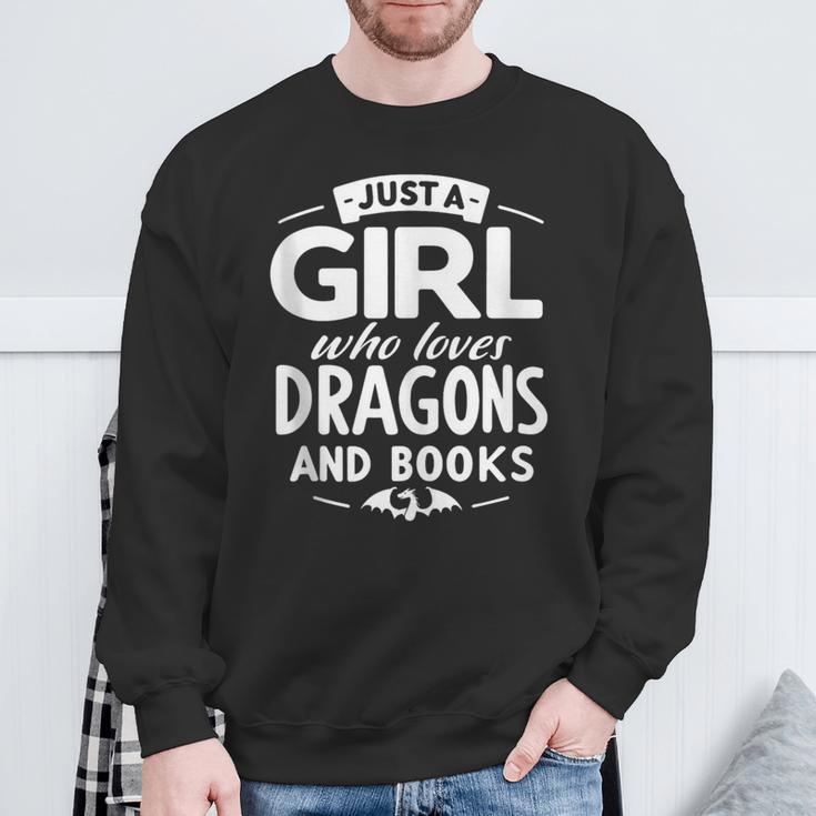 Just a Girl Who Loves Dragons & Books Book Lover Women Nerd Sweatshirt Gifts for Old Men Just a Girl Who Loves Dragons & Books Book Lover Women Nerd Sweatshirt Gifts for Old Men