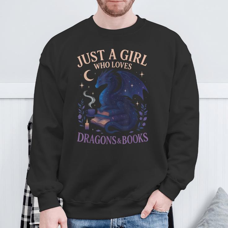 Just a Girl Who Loves Dragons And Books Fantasy Sweatshirt Gifts for Old Men