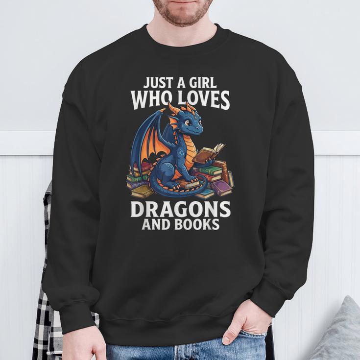 Just A Girl Who Loves Dragons And Books Sweatshirt Gifts for Old Men