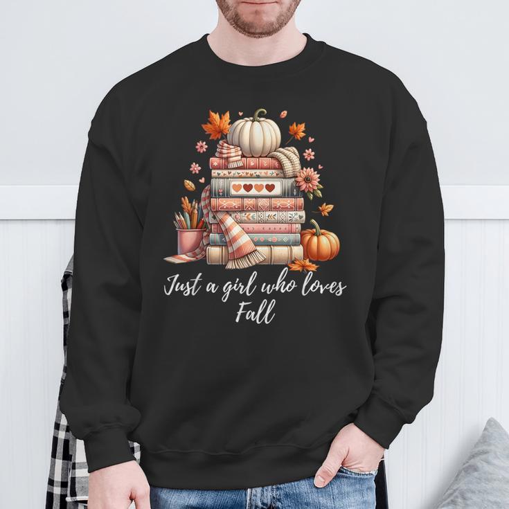 Just a Girl Who Loves Fall Books And Pumpkins Sweatshirt Gifts for Old Men
