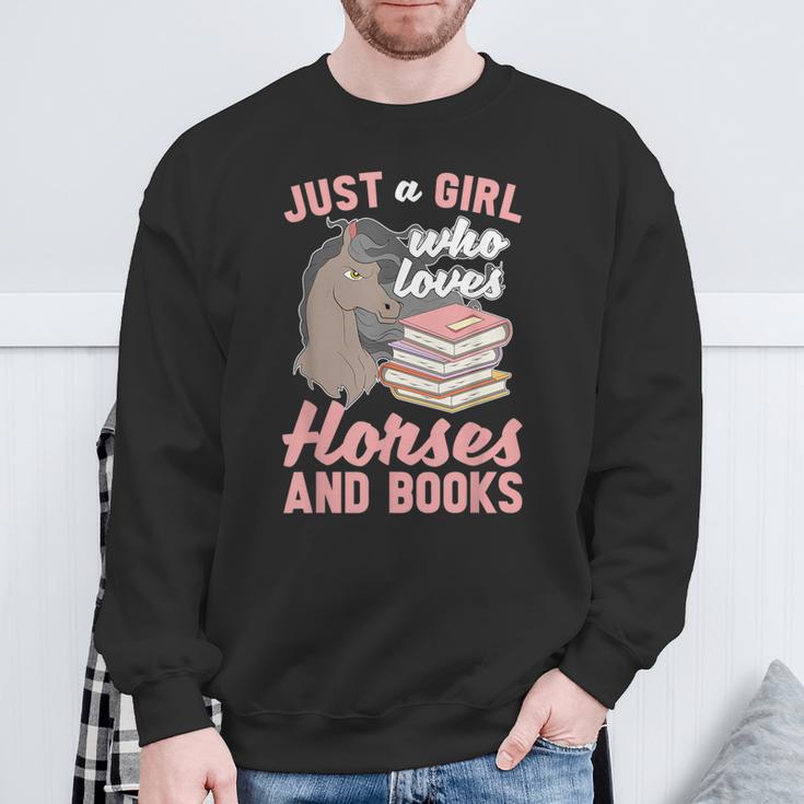 Just A Girl Who Loves Horses And Books Reading Animal Horse Sweatshirt Gifts for Old Men