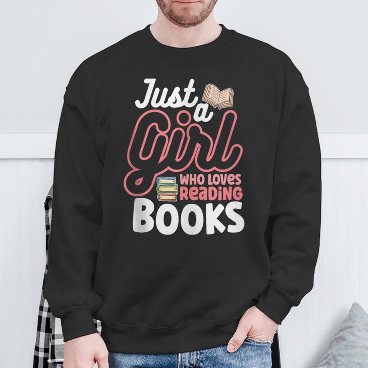 Just A Girl Who Loves Reading Books Book Nerd Librarian Sweatshirt Gifts for Old Men