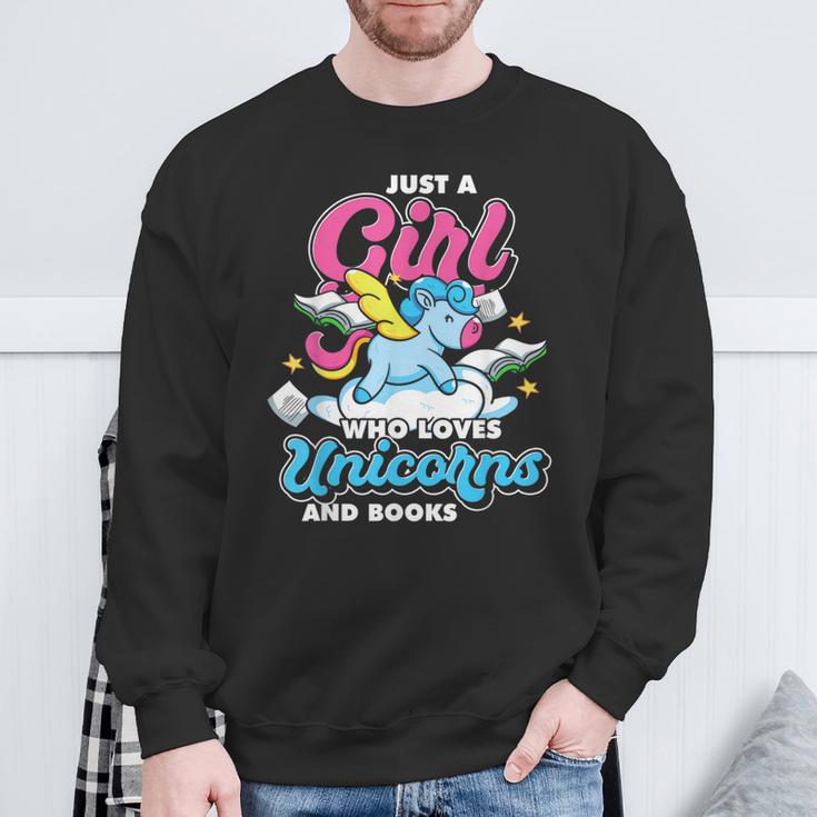 Just A Girl Who Loves Unicorns And Books Animal Reading Sweatshirt Gifts for Old Men