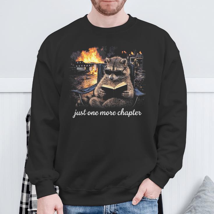 Just One More Chapter Bookish Raccoon Reading Book Reader Sweatshirt Gifts for Old Men