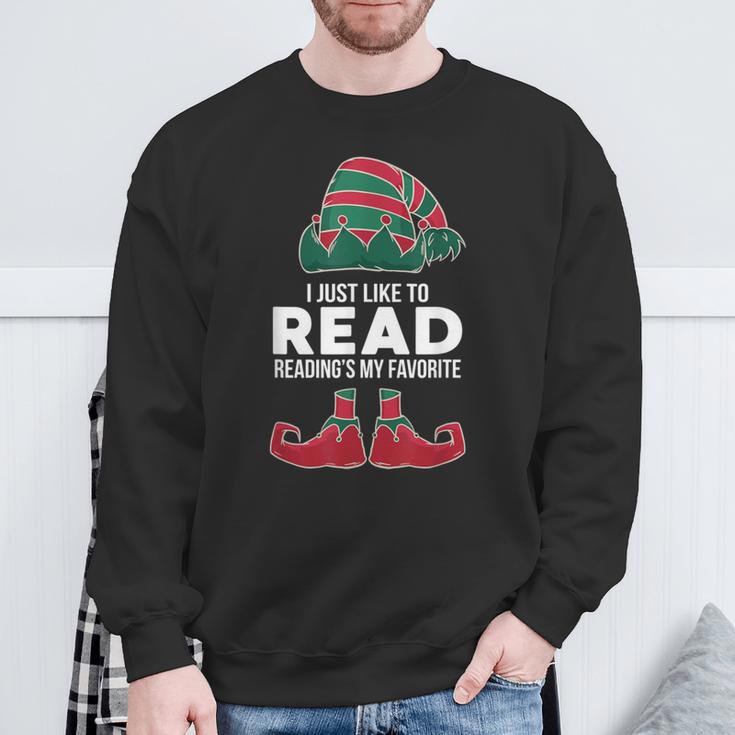 I Just Like To Read Reading's My Favorite Xmas Book Club Fan Sweatshirt Gifts for Old Men