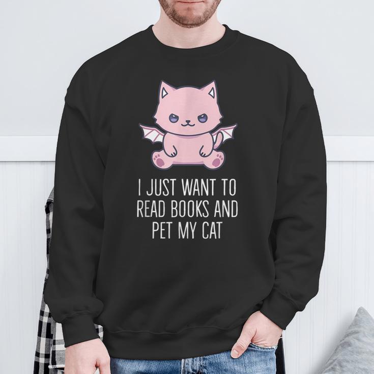 I Just Want To Read Books And Pet My Cat Pastel Goth Kawaii Men Women Kids Sweatshirt Gifts for Old Men I Just Want To Read Books And Pet My Cat Pastel Goth Kawaii Men Women Kids Sweatshirt Gifts for Old Men