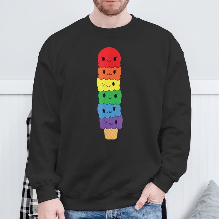 Kawaii Gay アイスクリーム Lgbt プライド レインボー プライド 月間 スウェットシャツ 高齢者への贈り物