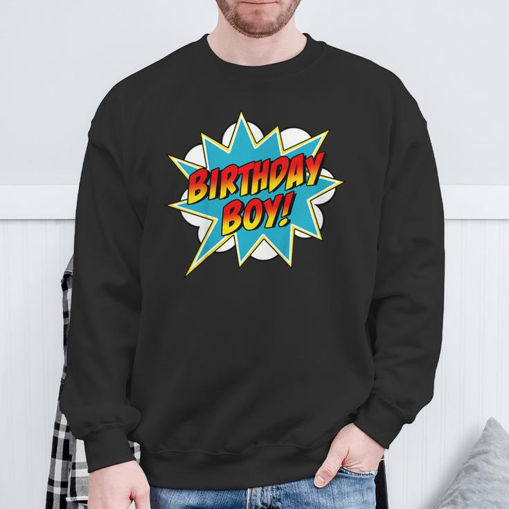 Kids Birthday Boy Superhero Boys Birthday Comic Book Sweatshirt Gifts for Old Men