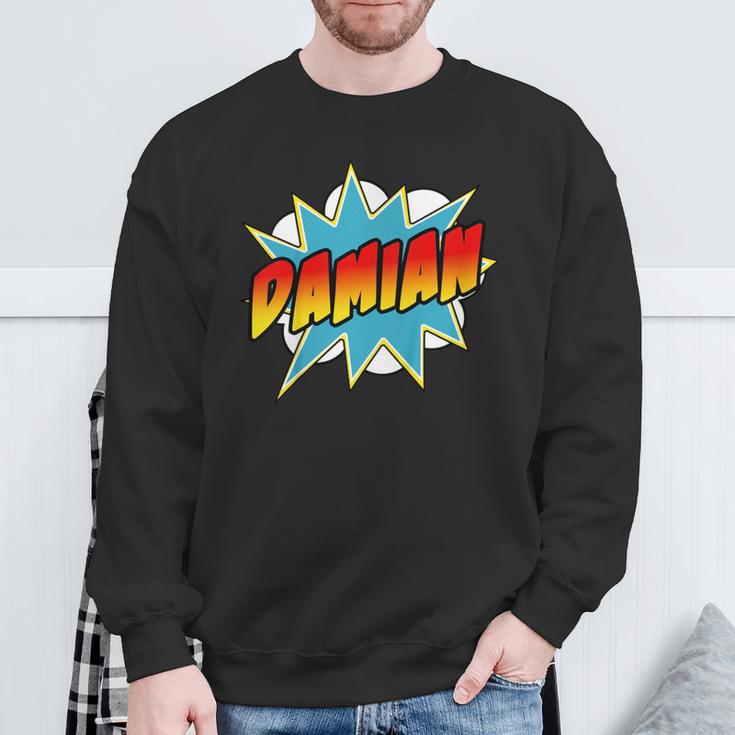 Kids Boys Damian Name Comic Book Superhero Sweatshirt Gifts for Old Men