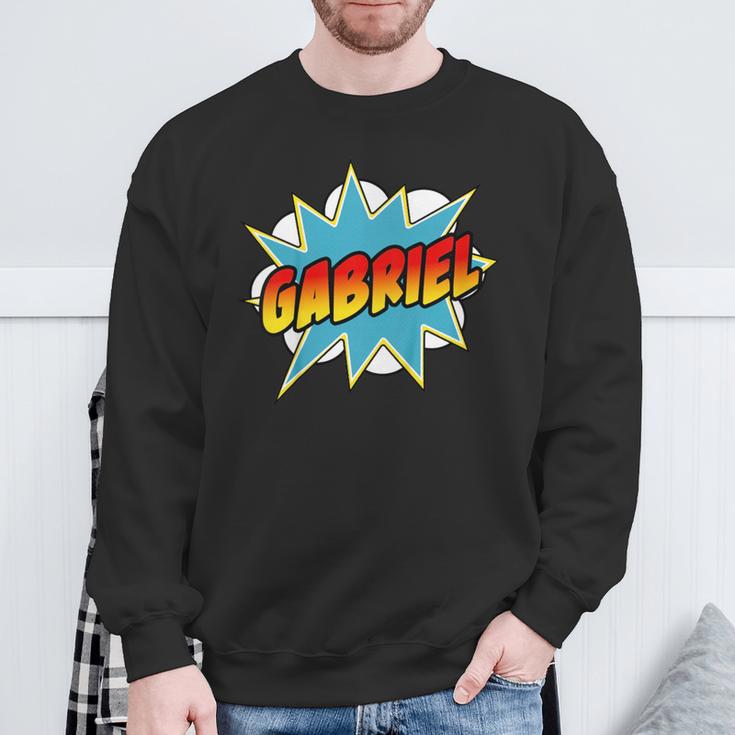 Kids Boys Gabriel Name Comic Book Superhero Sweatshirt Gifts for Old Men